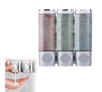 Osuter Dispensador Jabon Baño 3x300ML,Dispensador de Gel de Ducha,sin Taladrar,Dosificador de Jabón Champú Loción para Baño y Cocina,Dispensación Uniforme de Líquidos,Plata