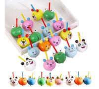 Osuter Peonzas de Madera de Colores,Patrón Animal Juego de Peonzas Creativo Manual Girar Peonzas para Comuniones Niños Niñas Fiestas de Cumpleaños Regalo (Estilo 2)