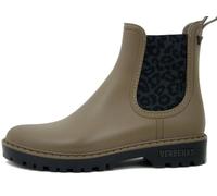 OSVALDO PERICOLI Botines de lluvia para mujer de goma beige y animal, tacón bajo, talla 37, VERBENAS - GAUDI, Beige Taupe, 37 EU