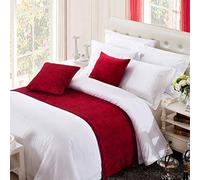 OSVINO Camino de Cama sólido de felpilla Suave Que no se decolora, Moderno, protección para Dormitorio, Hotel, Sala de Boda, Rojo, 240 x 50 cm para Cama de 180 cm