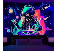 OSVINO Luz negra Extraterrestre Tapiz 130x150CM Reactivo UV DJ alienígena Colgar en la pared Arte Decoración del dormitorio Luna y Sol Pósteres planetas Colgar en la pared Decoración Hippie