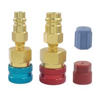 OSVJE Juego de 2 adaptadores de acoplador rápido, kit de conversión de conector lateral alto y bajo, acopladores rápidos, adaptador R1234yf a R134a para sistema de aire acondicionado de automóvil