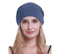 osvyo Algodón Chemo Sombreros Soft Caps Cáncer Sombreros para la pérdida de cabello de las mujeres sellado embalaje, azul/gris, Talla única