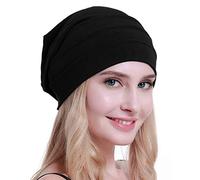 osvyo Algodón Chemo Sombreros Soft Caps Cáncer Sombreros para la pérdida de cabello de las mujeres sellado embalaje, Negro , Talla única
