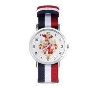 Oswald Enrique López Arellano - Reloj de pulsera con escudo de armas, números arábigos, con correa ajustable para hombres y mujeres