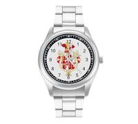 Oswald Enrique López Arellano - Reloj de pulsera de cuarzo de acero inoxidable con números arábigos para hombres y mujeres, Estilo:, regular, MHXYZHW