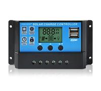 OSXCAUES 2 piezas Regulador de carregamento solar 12V 24V automático 20A PWM fotovoltaicos Controlador com ecrã LCD e porta dupla USB