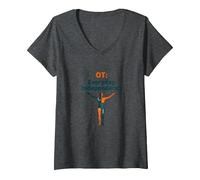 OT: Independencia Cotidiana - Empoderamiento de Terapia Ocupacional Camiseta Cuello V, Mujer, Jaspeado Oscuro, L