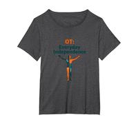 OT: Independencia Cotidiana - Empoderamiento de Terapia Ocupacional Camiseta, Mujer Tallas Grandes, Jaspeado Oscuro, 5XL Grande