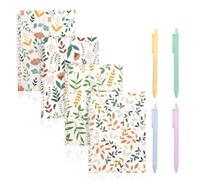OT-NVWOZR 4pack Spiral Notebooks with 4pcs Pens, College Ruled Notepads, Mini Floral Journals Diary Memo Planner for Women Gift Office School Supplies (A5)