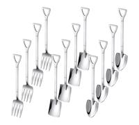 OT-NVWOZR Juego de 12 cucharas de Pala de acero inoxidable 304, cucharas creativas de postre, tenedores de pastel Té para Agua Leche herramientas para mezclar cucharas (Plata)