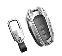Otai Aleación de Zinc + TPU + Cuero Carcasas para Llaves de Coche Cubierta para Toyota Camry Corolla C-HR RAV4 Prado 2016-2021 Prius Prime Carcasa de Control Remoto (Plata)