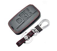Otai Cuero Caja de la Llave del Coche Cubrir Compatible con Land Rover A9 Evoque Freelander Jaguar Protector de Control Remoto 5 Botones (A línea roja)