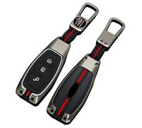 Otai Estuche para Llaves con Tapa Abatible de Aleación de Zinc Cubrir Llavero para Ford Fiesta Mondeo 3 4 5 MK3 MK4 MK5 Focus 3 4 Ranger S C MAX Explorer (Mate, 3 Botones)
