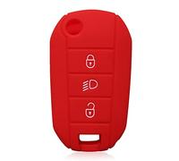 Otai Funda de Silicona para Llave de Coche Compatible con Peugeot 208/307/308/RCZ/407/4008/Citroen Berlingo Accesorios para Llaves de Coche (Rojo)