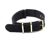 OTAN Venda de Reloj de la Correa de Nylon Hebilla de Oro de 18mm/20mm/22mm/24mm de reemplazo de Rayas Correa de Accesorios de Pulsera, Negro, 24mm