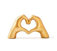 OTARTU Decoración de corazón con Gesto Dorado, Moderno Dedo de Estatua de Amor, Escultura de Arte Abstracto, decoración del hogar y Boda (A)