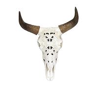 OTARTU - Escultura para colgar en la pared con diseño tribal tallado con calavera de director, 19 pulgadas, decoración de pared (blanco)