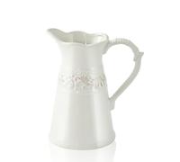 OTARTU Jarrón de cerámica blanca, jarra de flores para decoración del hogar, jarrón de 22 cm con asa.