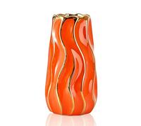 OTARTU Jarrón de cerámica, jarrón Blanco para decoración del hogar, jarrón Decorativo de Flores, jarrones de cerámica a Rayas Verticales para decoración del hogar, Dormitorio, Oficina, Sala de Estar,