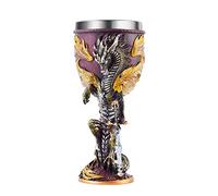 OTARTUDE Copa medieval de dragón de llama de acero inoxidable, cáliz de regalo de calabozos y dragones, cáliz de vino de 210 ml (dragón de llama)