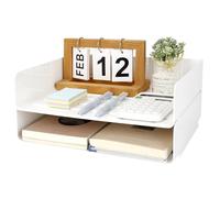 Otauoaea 2 Bandejas Oficina Apilables, Blanca Plastico Pet Bandeja Escritorio, Bandeja Portadocumentos A4, Desk Organizer, Organizador para Papeles, Documentos, Folios, Material Oficina