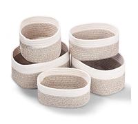 Otauoaea 5 Piezas Cestas Almacenaje Tejidas con Cuerda de Algodón,Cestos Organizadores,Cesta Organizadora Bebe, Cestas Organizadoras para Dormitorio, Baño, Cocina, Armario, Juguetes, Maquillaje