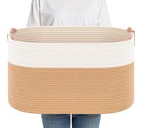 Otauoaea 65L Cesto Ropa Sucia, Cesta de Almacenamiento tejida Cestas Organizadoras,Contenedores para la Colada,Cesta de lavandería,Organizador de algodón,Cesta de la Manta Cestos,Yute y blanco
