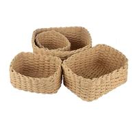 Otauoaea Cesto de Almacenaje de Mimbre, Set de 4 Rectangulares Cestas de Almacenamiento de Mimbre cuerda de papel reciclable, Cestas Organizadoras para Baño,Armarios,Salones