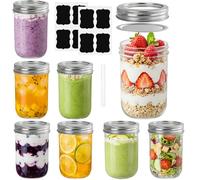 Otauoaea Pack de 8 Tarros de Cristal con Tapa Hermética - 250ml Mason Jar, Botes de Cristal Tarros Mason, Frascos de Vidrio con Tapa para Avena Nocturna, Mermelada, Conservas, Salsas, Miel