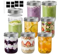 Otauoaea Pack de 8 Tarros de Cristal con Tapa Hermética - 450ml Mason Jar, Botes de Cristal Tarros Mason, Frascos de Vidrio con Tapa para Yogur, Avena Nocturna, Mermelada, Conservas, Salsas, Miel