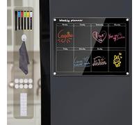 Otauoaea Planificador Semanal Magnetico,Borrable Calendario Magnetico Negro,Tableros de Planificación Reutilizables para Organizar, Planificar Menús y Hacer la Lista de la Compra