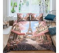 OTBSDNKZZ Cherry Blossom View Funda de Edredón Microfibra 3 Piezas Impresión 3D Cierre de Cherry Blossom View Funda Edredon Fundas de Almohada Antibacteriana Lavables for Familia Single（135x200cm）