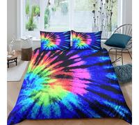 OTBSDNKZZ Colorful Psychedelic Funda Edredon Microfibra 3 Piezas Compuesto Impresión 3D Cierre de Colorido Psychedelic Funda de Edredón Funda de Almohada a Juego Lavables for niña Single（135x200cm）