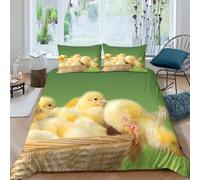 OTBSDNKZZ Cute Poultry Animals Funda de Edredón Microfibra 3 Piezas Impresión 3D Cierre de Cute Poultry Animals Funda Edredon Fundas de Almohada Antibacteriana for niños y niñas Single（135x200cm）