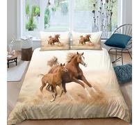 OTBSDNKZZ Desert Equine Motion Funda de Edredón Microfibra 3 Piezas Impresión 3D Cierre de Desert Equine Motion Funda Edredon Fundas de Almohada Antibacteriana Lavables for Familia Double（200x200cm）