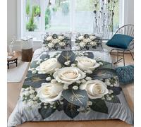 OTBSDNKZZ Elegant Floral Funda de Edredón Microfibra 3 Piezas Impresión 3D Cierre de Cremallera Oculta Elegant Floral Funda Edredon Fundas de Almohada Transpirable Suave for jóvenes King（220x240cm）