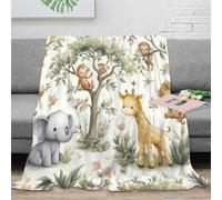 OTBSDNKZZ Estampado 3D Baby Jungle Animals Manta de Siesta Microfibra Ropa de Cama cálida Dibujo Animado sa Plaid de Siesta Suave para pausas de Estudio estudiantiles 40x50inch(100x130cm)