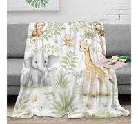 OTBSDNKZZ Estampado 3D Baby Jungle Animals Manta para Ropa de Cama no desprende Pelusa Dibujo Animado sa Manta versátil Anti-Bolitas para Regalos para Cualquier ocasión 60x80inch(150x200cm)