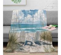 OTBSDNKZZ Estampado 3D Beach Chairs Manta de habitación Microfibra Ropa de Cama no desprende Pelusa Coastal Serene Plaid de habitación Suave para Regalos para nuevos propietarios 40x50inch(100x130cm)