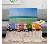 OTBSDNKZZ Estampado 3D Beach Chairs Manta térmica Microfibra Ropa de Cama Lavable Colorido Seaside Decor Plaid térmico Anti-Bolitas para jóvenes en Invierno riguroso 40x50inch(100x130cm)