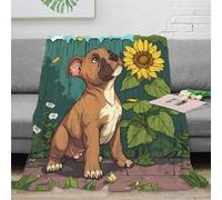 OTBSDNKZZ Estampado 3D Cachorro Manta térmica Microfibra Ropa de Cama no desprende Pelusa Dibujo Animado Garden Scene Manta de Cama cálida para jóvenes en Noches frías 70×80inch(180x200cm)