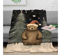 OTBSDNKZZ Estampado 3D Christmas Bear Plaid de sofá Microfibra Ropa de Cama Suave Dibujo Animado Festive 1 Manta de sofá Anti-Bolitas para oficinas Open Space Juveniles 60x80inch(150x200cm)