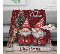 OTBSDNKZZ Estampado 3D Christmas Gnomes Plaid de sofá Microfibra Ropa de Cama Suave Festive Dibujo 4 Manta de sofá Anti-Bolitas para oficinas Open Space Juveniles 80×90inch(200x230cm)