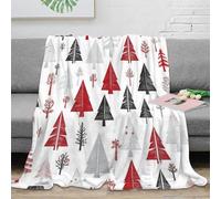 OTBSDNKZZ Estampado 3D Christmas Trees Manta de Oficina Microfibra Ropa de Cama Anti-Bolitas Red Negro Blanco Manta de Descanso cálida para Regalos para Profesionales ocupados 40x50inch(100x130cm)