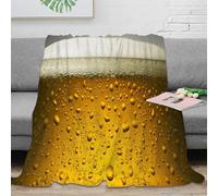 OTBSDNKZZ Estampado 3D Cold Beer Bubble Plaid de Cama Microfibra Ropa de Cama Esponjoso y cálido Craft Brew Manta de sofá Anti-Bolitas no desprende Pelusa para Uso Diario en casa 70×80inch(180x200cm)