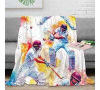 OTBSDNKZZ Estampado 3D Cricket Action frazada Microfibra Ropa de Cama Lavable Sports Dynamic Plaid de frazada Anti-Bolitas para Estudiantes universitarios 60x80inch(150x200cm)