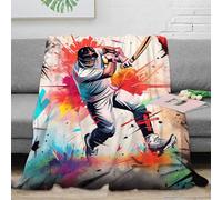 OTBSDNKZZ Estampado 3D Cricket Player Action Manta térmica Microfibra Ropa de Cama retiene el Calor Sports ilustracion Plaid Suave Transpirable Lavable para Interiores 50x60inch(127x152cm)