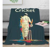 OTBSDNKZZ Estampado 3D Cricket Player frazada Microfibra Ropa de Cama no desprende Pelusa Sport ilustracion Manta de Cama cálida para jóvenes en Familia 50x60inch(127x152cm)
