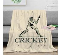 OTBSDNKZZ Estampado 3D Cricket Player Manta de Cama Microfibra Ropa de Cama Suave y Transpirable Sport ilustracion frazada térmica Lavable en Lavadora para Toda la Familia 50x60inch(127x152cm)